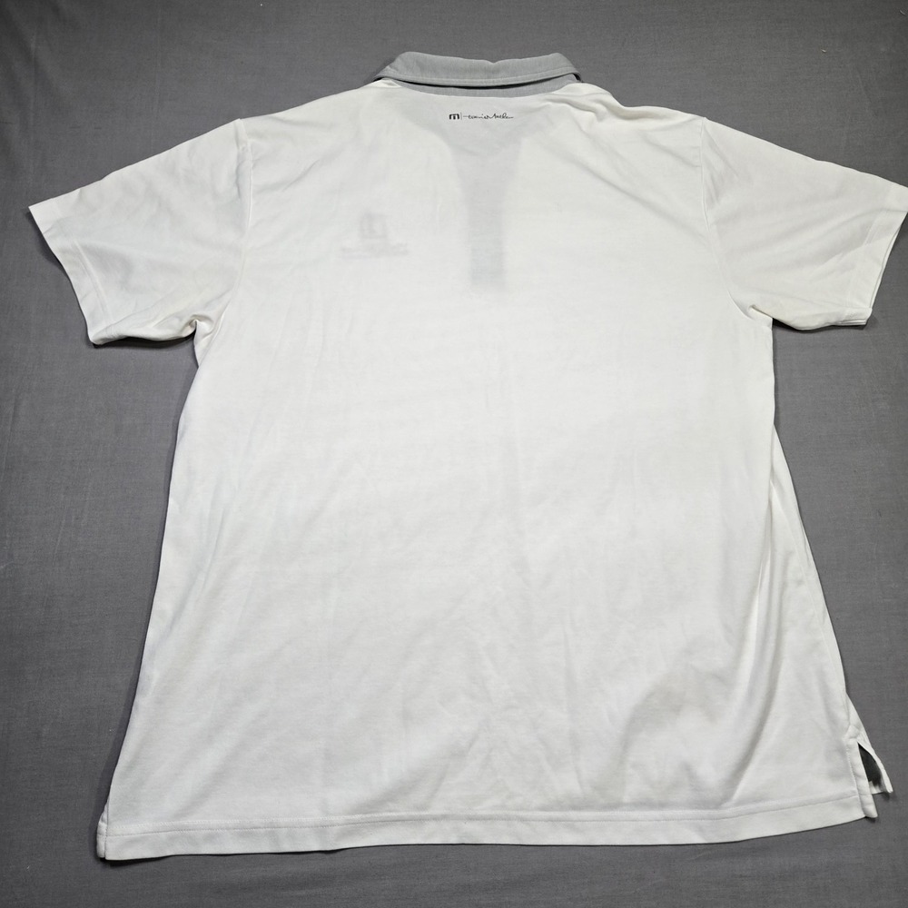 Travis Mathew Shirt Mens XXL White Lightweght Golf Polo Qatar Golf Association - Picture 2 of 9